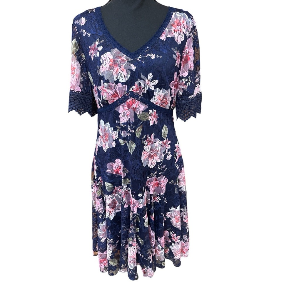 Rabbit Designs Babydoll Dress Short Sleeve Stretch Floral Lace Fairy Babydoll 12
